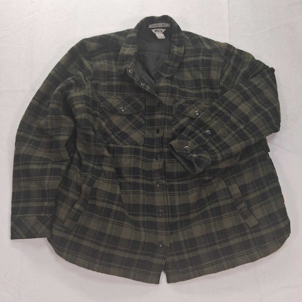 Duluth Trading Co Shirt Jacket Womens XXL Folklore Flannel Green Plaid EUC